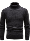 kkboxly  Men's Autumn And Winter New Fashion Solid Color Knitted Pullover Casual Turtleneck Warm Long-sleeved Top Slim Comfortable Leggings
