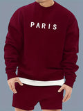 kkboxly  PARIS Print Warm Thick Sweatshirt, Men's Casual Graphic Design Slightly Stretch Crew Neck Pullover Sweatshirt For Autumn Winter