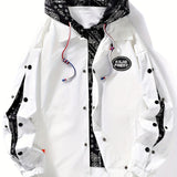 kkboxly  Men's Casual Paisley Pattern Hooded Jacket, Casual Street Style Varsity Jacket