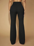 kkboxly  Solid Pintuck Straight Leg Pants, Casual High Waist Pants, Women's Clothing