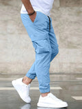 kkboxly kkboxly  Men's Drawstring Cargo Pants, Flap Pocket Loose Trendy Jogger Pants, Mens Pants