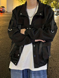 kkboxly  Men's Chic Techwear Jacket, Street Style Multi Pocket Jacket For Spring Fall