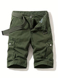 kkboxly Men's Plain Flap Pocket Cotton Cargo Shorts For Spring And Summer