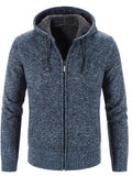 kkboxly  Two Sizes Smaller, Men's Fleece Hooded Knitted Cardigan, Autumn And Winter Solid Color Fashion Sweater Best Sellers