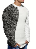 kkboxly  Fashionable Men's Stitching Color Knit Sweater Plus Size Male's Pullover Sweater For Autumn And Winter, Leisurewear For Big And Tall Guys, Best Sellers