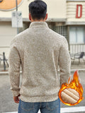 Men's Half Open Zipper Knitted Pullover Slim Fit Men's Small High Neck Thickened Long Sleeve Sweater, For Autumn And Winter