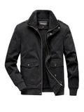 kkboxly  Men's Casual Warm Thick Jacket, Chic Cotton Stand Collar Flap Pocket Jacket For Fall Winter