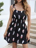 kkboxly  Ditsy Floral Print Spaghetti Dress, Sleeveless A Line Midi Dress, Women's Clothing
