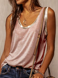 kkboxly  Contrast Trim Crew Neck Tank Top, Casual Sleeveless Tank Top For Summer, Women's Clothing