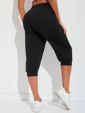 kkboxly  Women's Activewear: Solid Drawstring Jogging Capri Sweatpants - Loose Fit for Fitness Workouts