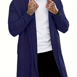 kkboxly  Plus Size Men's Solid Cardigan Fashion Casual Gown Spring Fall Winter Coat, Men's Clothing