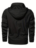 kkboxly  Trendy Windbreaker Hooded Jacket, Men's Casual Zip Up Jacket Coat For Spring Fall Outdoor Activities