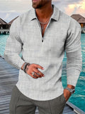 kkboxly  Men's Long Sleeve Quarter Zip Lapel Top