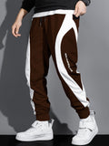 kkboxly  Men's Color Block Joggers, Casual Stretch Waist Drawstring Sweatpants Track Pants