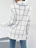 kkboxly  Plaid Pattern Turtleneck Knitted Pullover Top, Casual Long Sleeve Sweater For Fall & Winter, Women's Clothing