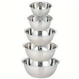 kkboxly 5pcs Stainless Steel Mixing Bowl Set With Measurements - Mirror Finish, Dishwasher Safe, Deep Sides For Salads & Kitchen Use