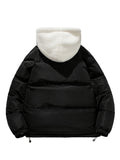 kkboxly  Warm Fleece Hooded Winter Jacket, Men's Casual Cotton Padded Coat For Fall Winter