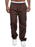 kkboxly  Men's Chic Multi Pockets Joggers, Casual Waist Drawstring Cargo Pants For All Seasons