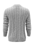 2025 kkboxly  Classic Design Knitted Pullover Sweater, Men's Casual High Stretch Crew Neck Cardigan Sweaters For Fall Winter