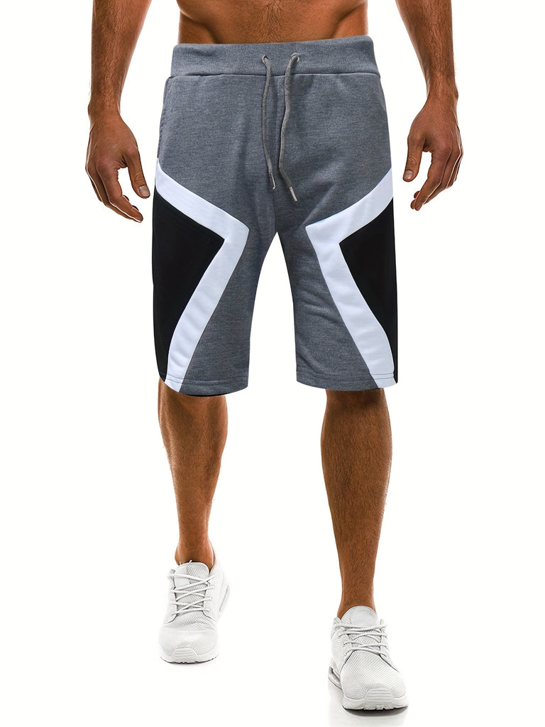 kkboxly  Men's Color Block Drawstring Shorts, Summer Clothings For Running, Basketball, Athletics