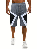 kkboxly  Men's Color Block Drawstring Shorts, Summer Clothings For Running, Basketball, Athletics