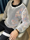 kkboxly  Men's Solid Open Knit Top