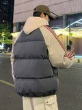 kkboxly Men's Stylish Leaf Pattern Puffer Coat With Pockets, Casual Breathable Zip Up Long Sleeve Warm Hooded Top For City Walk Street Hanging Winter Outdoor Activities
