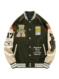 kkboxly  Loose Oversize  Vintage Baseball Jacket With Embroidered Letters Print For Men Loose Oversize Jacket Gifts Best Sellers