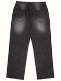 kkboxly  Men's Casual Ripped Jeans, Chic Street Style Loose Fit Denim Pants
