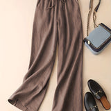 kkboxly  Drawstring Wide Leg Pants, Casual Loose Pants For Spring & Summer, Women's Clothing