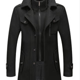 kkboxly  Men's Business Woolen Coat Fashion Double Collar Mid-length Woolen Jacket For Autumn/Winter