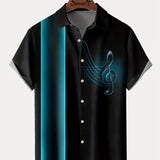 kkboxly  Stylish Men's Musical Note Printed Casual Shirt - Perfect for Parties and Streetwear