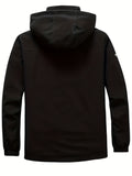 kkboxly  Classic Design Hooded Windbreaker Jacket, Men's Casual Zipper Pockets Jackets By Activity