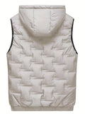 kkboxly  Men's Casual Vest Padded Black Zip Up Hooded Vest Jacket Gifts