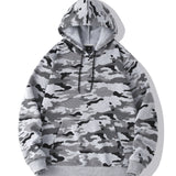 kkboxly  Men's Camo Loose Pullover Hooded Fleece Sweatshirt For Autumn And Winter