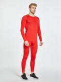 kkboxly  Men's Red Compression Shirts, Quick-dry Long Sleeve Athletic Workout Tops, Base Layers T-shirts