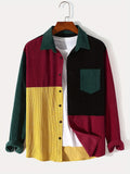 kkboxly  Fashionable And Simple Men's Long Sleeve Multicolor Patchwork Casual Lapel Simple Jacket, Trendy And Versatile, Suitable For Dates