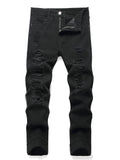 Boys Ripped Jeans With Zip & Pocket Long Pants For Spring And Autumn, Everyday