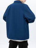kkboxly  Solid Color Jackets For Men Dual Pockets Snap Button Up Lapel Stylish Coat Jackets For Men