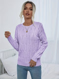 Twist Pattern Crew Neck Sweater, Casual Long Sleeve Sweater For Fall & Winter, Women's Clothing