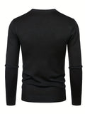 kkboxly  All Match Knitted Sweater, Leopard Pattern Men's Casual Warm Mid Stretch Crew Neck Pullover Sweater For Men Fall Winter
