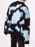 kkboxly  Men's Round Neck Pullover Fashion Abstract Paint Jacquard Knit Sweater