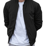 kkboxly  Men's Casual Classic Design Zip Up Stand Collar Jacket For Sports
