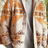 Elegant Retro Mid Stretch Cardigan Coat, Men's Casual Vintage Style V Neck Button Up Cardigan Jacket For Fall Winter