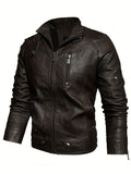 kkboxly  Stay Warm and Stylish with This Men's Retro PU Leather Jacket