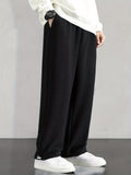 Drawstring Hem Design, Men's Loose Straight Leg Long Pants
