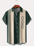 kkboxly  Men's Vintage Hawaiian Shirt with Geometric Graphic Print and Comfy Button Up Design - Perfect for Casual Wear and Plus Size Men's Clothing