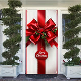 kkboxly Merry Christmas Welcome Banner - 35x70 Inch Polyester Striped Front Door Porch Decoration, Classic Rectangular Hanging Sign for Holiday Home & Party Decor Welcome Home Decorations