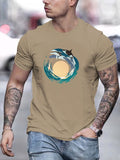 kkboxly Whales Print T Shirt, Tees For Men, Casual Short Sleeve T-shirt For Summer