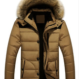 kkboxly  Men's Casual Thicken Cotton-padded Jacket With Removable Hood For Winter